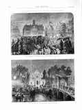 Old Antique Print 1872 Amsterdam Illuminations Gate Brielle Holland Dutch 19th