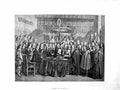 Original Old Antique Print 1872 Terburg Fine Art Scene Treaty Westphalia People