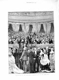 Original Old Antique Print 1872 Albert Hall International Exhibition Reception