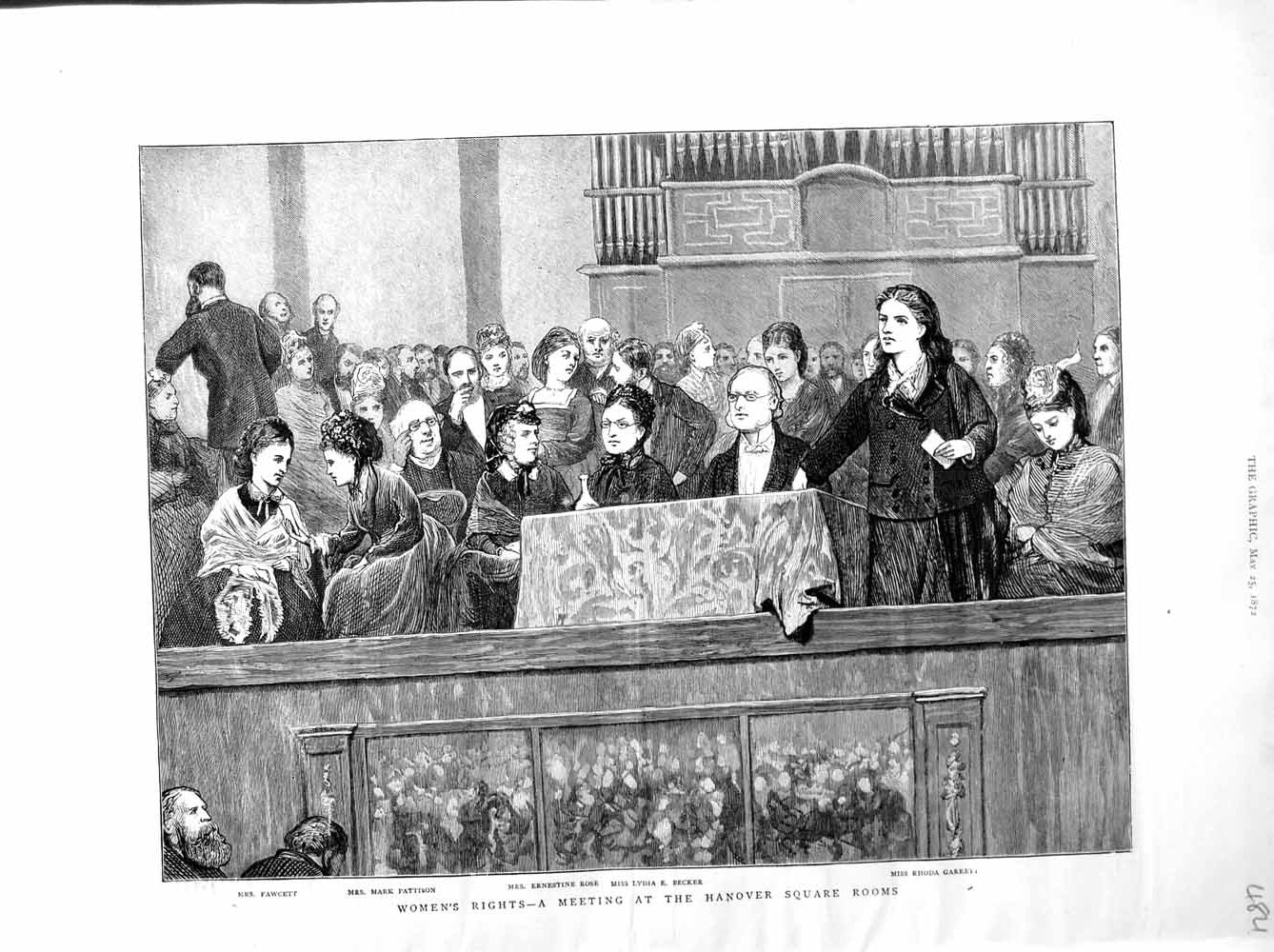 Old Antique Print 1872 Women Meeting Hanover Pattison Fawcett Rose Becker 19th