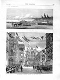 Original Old Antique Print 1872 Liverpool Prince Arthur Town Hall Horses Parade