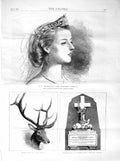 Original Old Antique Print 1872 Countess Spencer Wapit Leer America Childers