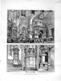 Original Old Antique Print 1872 Chelsea Church Tomb More Chantry Chapel Bibles
