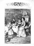 Original Old Antique Print 1872 Family Home Mother'S Birthday Children Flowers