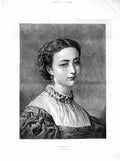 Original Old Antique Print 1872 Taylor Portrait Beautiful Lady Woman Victorian