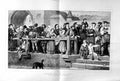 Antique Old Print 1872 Scene People Street Procession Dogs Children Marks 19th