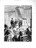 Original Old Antique Print 1872 Scene Crowning Rosiere Nanterre Paris France