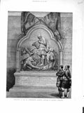 Original Old Antique Print 1872 Monument Highlanders Siers Dunkeld Cathedral