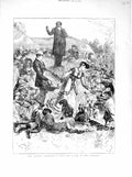 Original Old Antique Print 1872 Scene London Children Picnic Country England