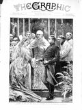 Original Old Antique Print 1872 Marriage Fox Prince Liechtenstein Kensington