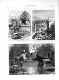 Old Antique Print 1872 Naples Volcano Palmieri Observatory Cumaean Sibyl 19th