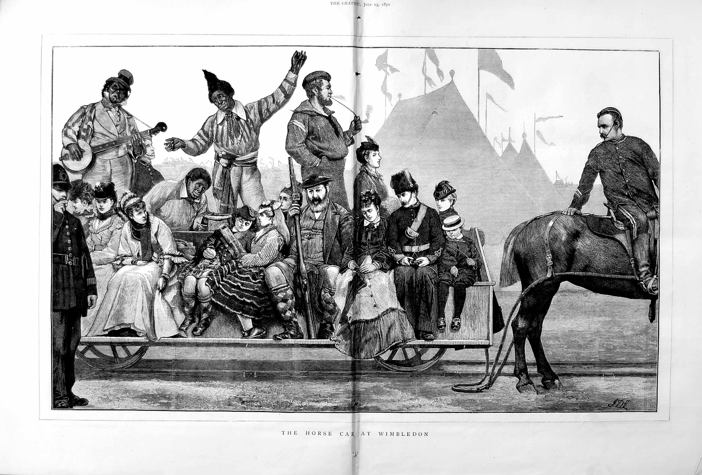 Antique Old Print 1872 Horse Car Wimbledon Rifle Shooting Sport Transport 0 19th
