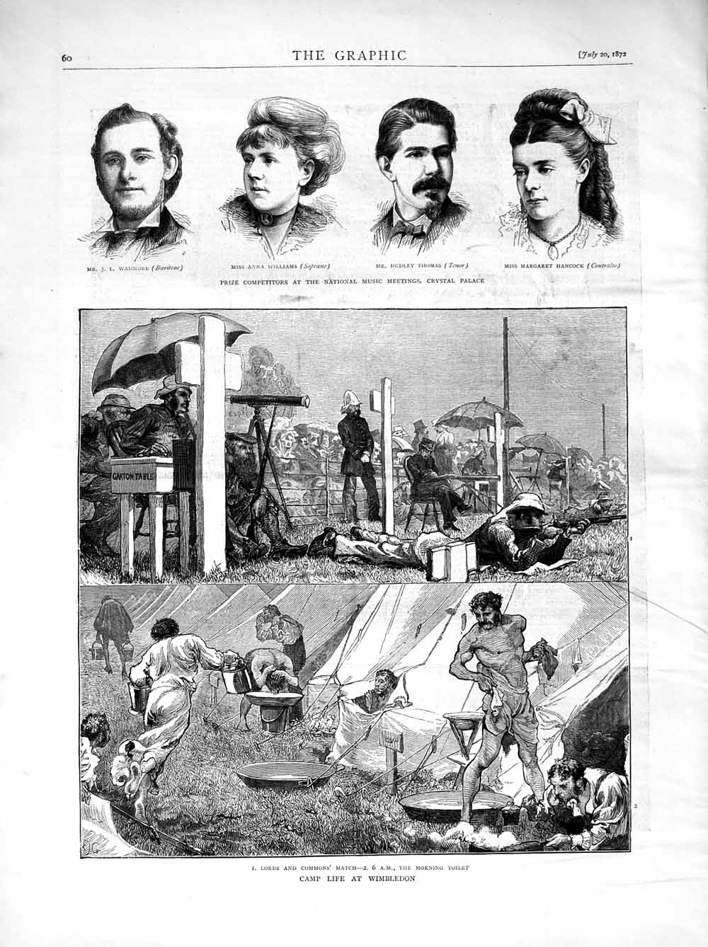 Old Antique Print 1872 Wimbledon Rifle Shooting Wadmore Williams Thomas 19th