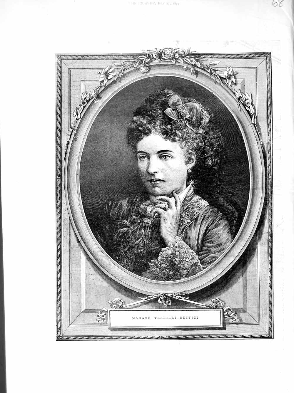 Original Old Antique Print 1872 Portrait Madame Trebelli-Bettini Lady Victorian
