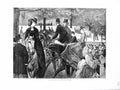 Original Old Antique Print 1872 Rotten Row Horses Ladies Men Children Trees