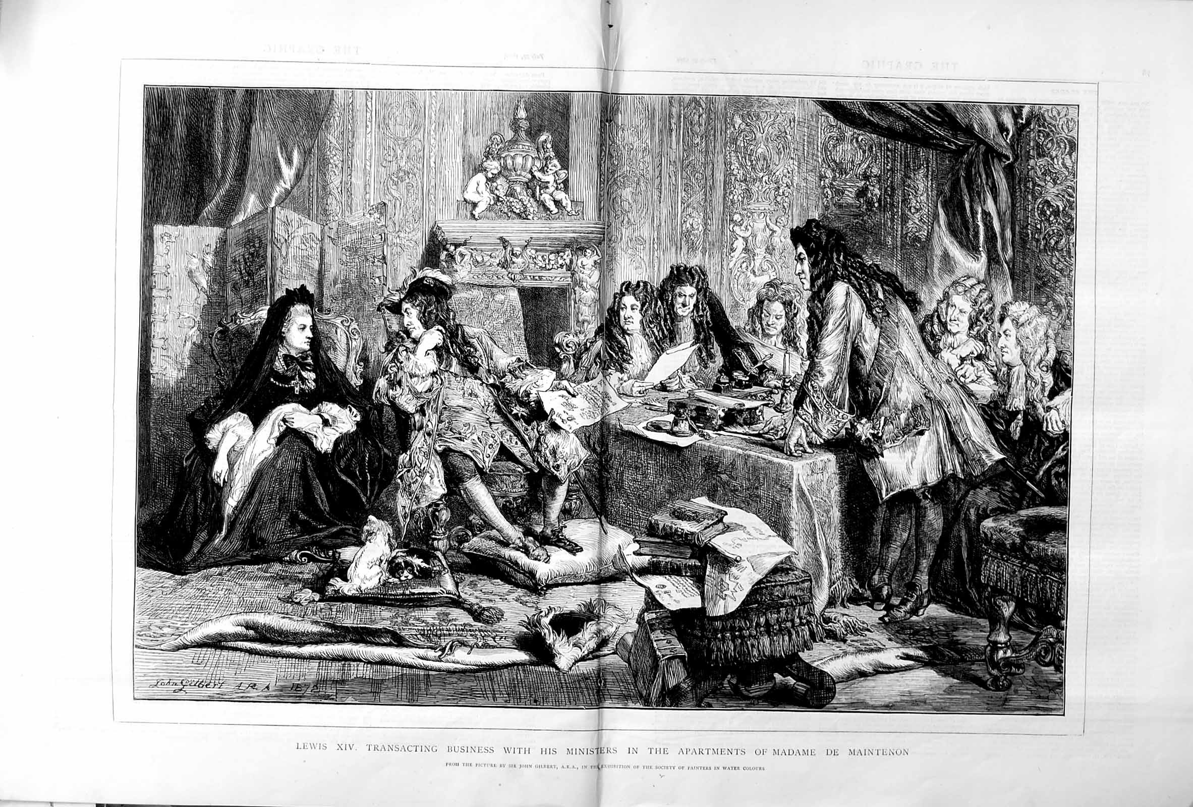 Antique Old Print 1872 Lewis Xiv Ministers Apartments Madame De Maintenon 0 19th