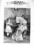 Original Old Antique Print 1872 Lady Little Girl Music Piano House Duet 19th