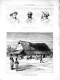 Old Antique Print 1872 Dr. Livingstone House Ujiji Shaw Kalulu Farquhar 19th