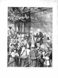 Original Old Antique Print 1872 Foreigners People Fete Country Children 19th