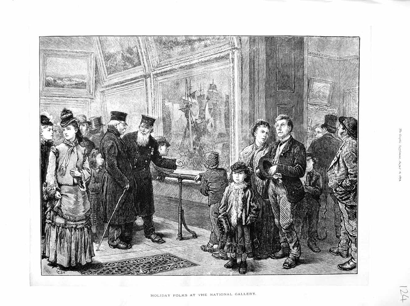 Old Antique Print 1872 Art Paintings National Gallery Exhibition People 19th