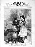 Original Old Antique Print 1872 Family Baby Pram Siers Woman Country Victorian