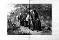 Original Old Antique Print 1872 Funeral Scene Graveyard Cemetery Royal Academy