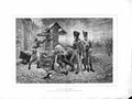Original Old Antique Print 1872 Siers Weapons Man Drinking Well Green Victorian