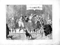 Original Old Antique Print 1872 German Music Band Trumpet Violin Children Dogs