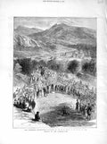 Original Old Antique Print 1872 Portmadoc Eisteddfod Wynn Meeting Gorsedd Eyri