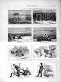 Original Old Antique Print 1872 Siers Charge Hussars War Deptford Cart Horse