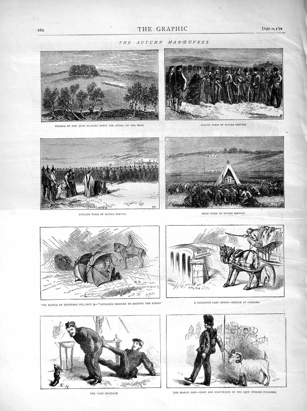 Original Old Antique Print 1872 Siers Charge Hussars War Deptford Cart Horse