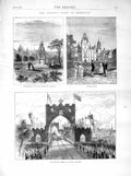 Original Old Antique Print 1872 Queen Dunrobin Castle Golspie Royal Train Elgin