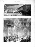 Old Antique Print 1872 Emperors Berlin Banquet White Hall Palace Tattoo 19th