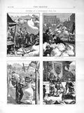 Old Antique Print 1872 Northampton Wool Fair Sheep Market Cross Selling 19th