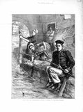 Original Old Antique Print *3043 1872 Sier Fishing River Women Washing Clothes