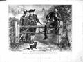 Original Old Antique Print 1872 Country Scene Man Smoking Pipe Dog Victorian