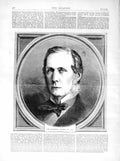 Original Old Antique Print 1872 Portrait Roundel Palmer Lord Chancellor 19th
