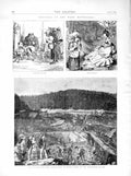 Original Old Antique Print 1872 Harz Mountains Slaves Slate Frankenberg Quarry