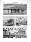 Old Antique Print 1872 Duke Teck Southport Railway Station Whitworth Gun 19th