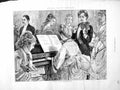Original Old Antique Print 1872 Music Belgravia Violin Piano Ladies Men Romance