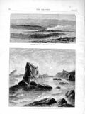 Old Antique Print 1872 Hot Spring Reykholtsdalur Iceland Brazil Janeiro 19th