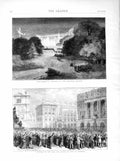 Original Old Antique Print 1872 Fireworks Crystal Palace Duchess Teck Liverpool