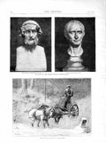 Old Antique Print 1872 British Museum Bust Caesar Homer Mail Horses Snow 19th