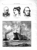 Original Old Antique Print 1872 Dreadnought Hospital Ship Baxter Becher Maguire