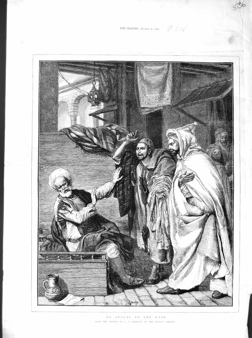 Original Old Antique Print 1872 Appeal Kaid Men Hodgson Dudley Gallery Fine Art