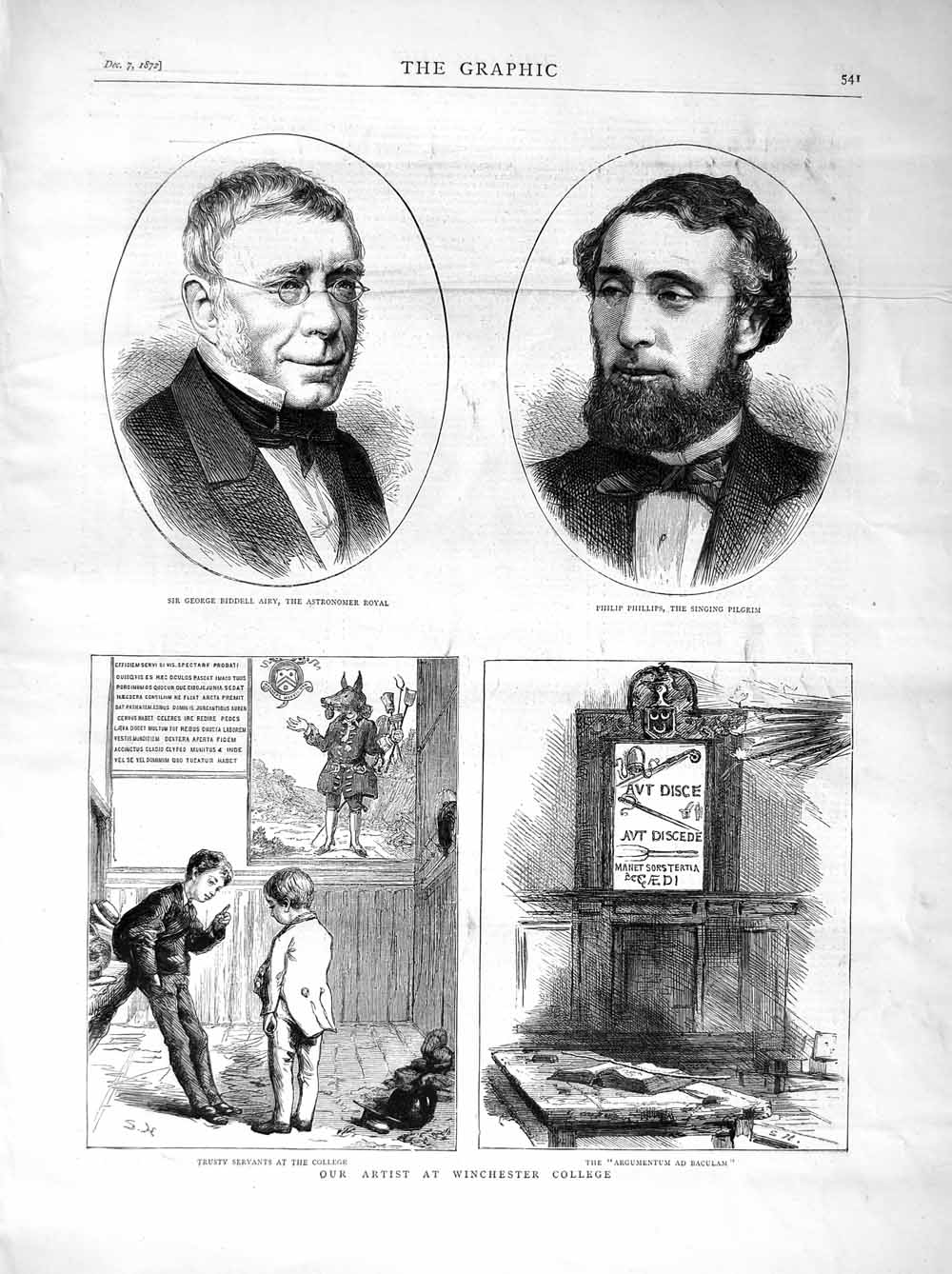 Old Antique Print 1872 Airy Astronomy Phillips Pilgrim Winchester College 19th