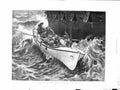 Original Old Antique Print 1872 Gregory Art Man Overboard Ship Rescue Lifeboat
