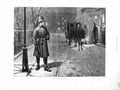 Old Antique Print 1872 Street Scene Policeman Horse Carriage Snow Houses 19th