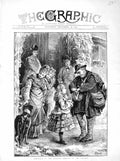 Original Old Antique Print 1872 Country Christmas Postman Country Family Dogs