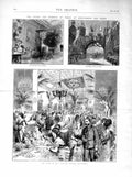 Old Antique Print 1872 Prince Wales Chatsworth Derby Orangery Sculpture 19th